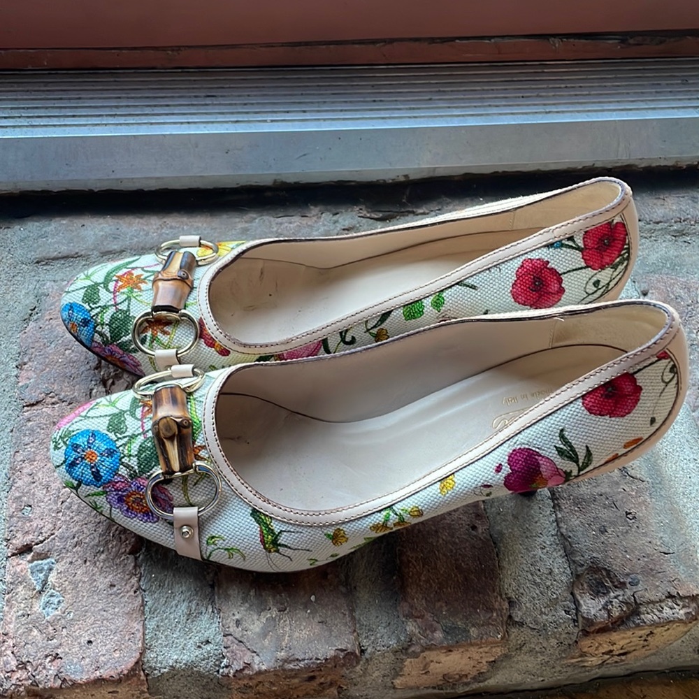 Gucci Floral Horsebit Heel Sz 9